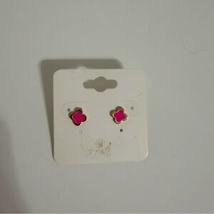 Pink Clover Stud Earrings